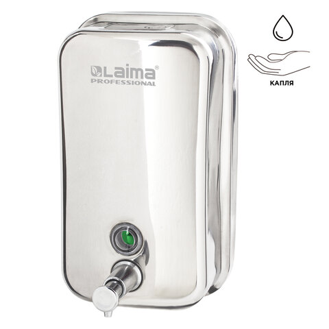 фото Диспенсер для жидкого мыла LAIMA PROFESSIONAL INOX (гарантия 3 года), 1 л, нержавеющая сталь, зеркальный, 605393