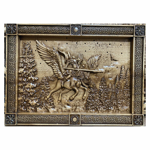 Валькирия 29Х40 см Резное панно из дерева