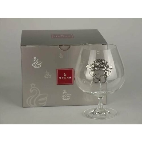 Подарочный бокал для коньяка с оловянным декором 