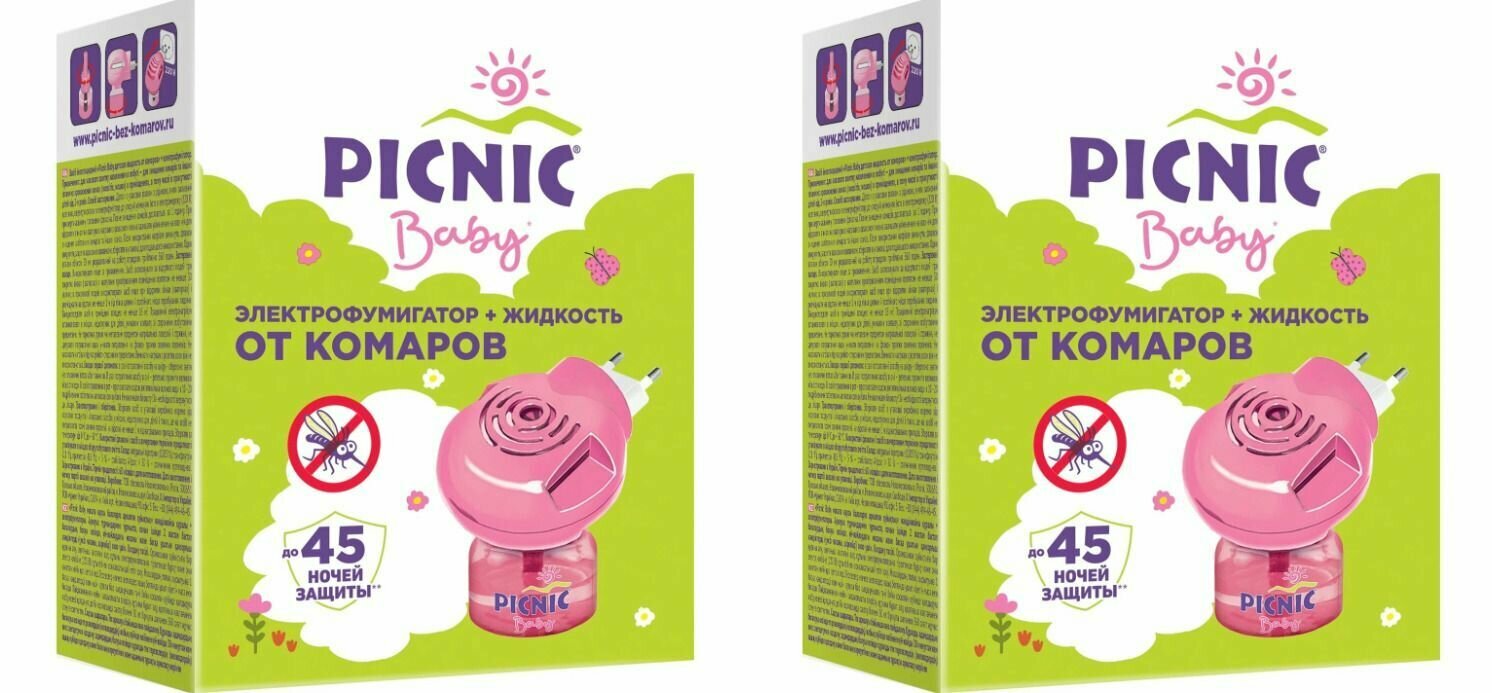 Фумигатор+жидкость от комаров Picnic Baby детская 30 мл 2 шт