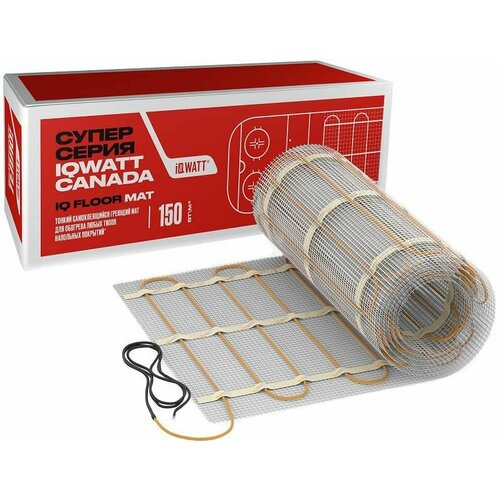 Электрический теплый пол IQWatt 75 вт, 0.5 кв. м, мат под плитку