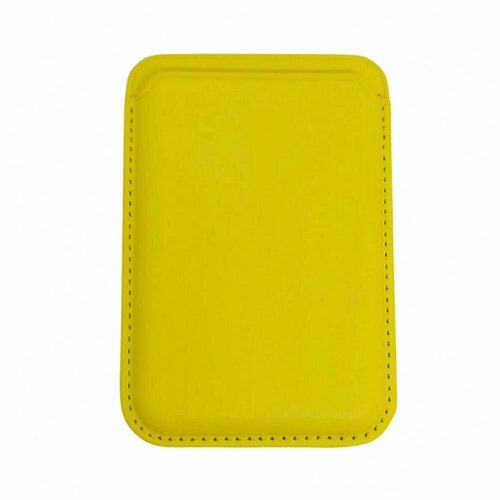 Чехол-бумажник кожаный для карт и визиток Leather Wallet MagSafe для Apple iPhone, лимонный magsafe wallet визитница на магнитах держатель карточек для iphone кардхолдер для айфона темно розовый