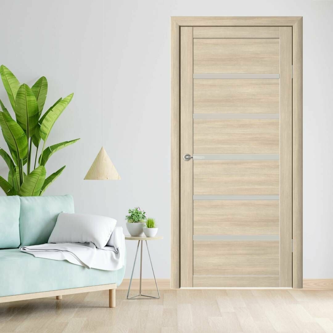 фото Межкомнатная дверь Эко-PV2 800х2000 мм капучино матовое стекло (комплект)