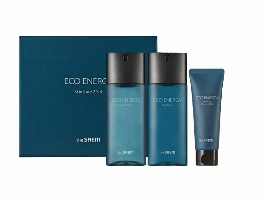 THE SAEM Набор для лица уходовый мужской Eco Energy Skin Care 2 (тонер 130мл, лосьон 130мл, увлажняющее молочко 70мл)