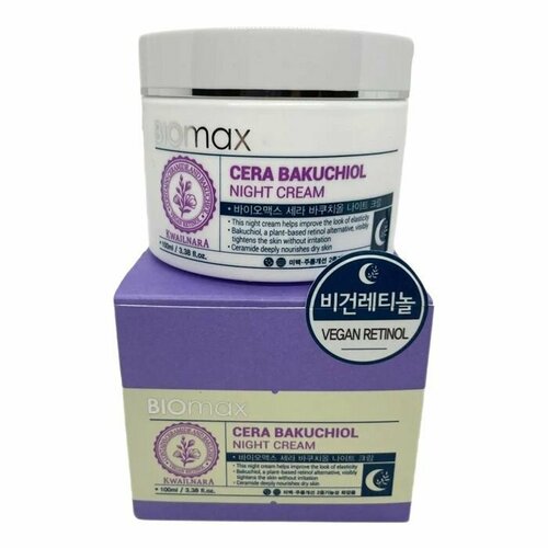 Welcos Ночной крем для лица с керамидами и экстрактом бакучиоли 100 мл Kwailnara Biomax Cera Bakuchiol Night Cream