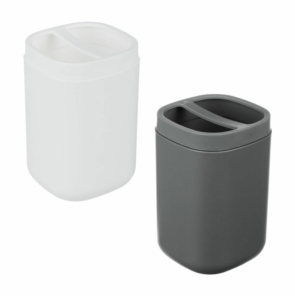 фото Стакан с разделителем для зубных щеток и пасты, пластик, 7,5х7,5х11,7см VETTA (цвет в ассортименте)