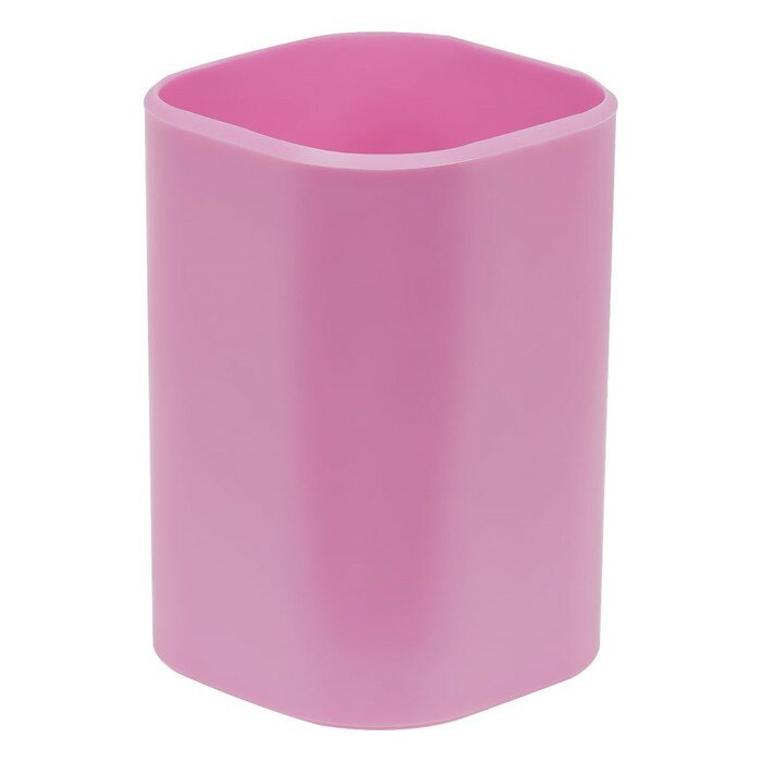 Подставка-стакан СТАММ Фаворит, пластиковая, квадратная, розовая