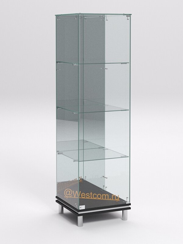 Витрина стеклянная "примавера модерн" №3 (с дверкой, задняя стенка - зеркало), Серый 45 x 45 x 167 см