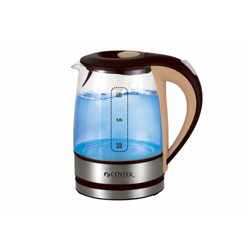Чайник электрический 12Л 2200ВТ диск фильр от НАК LED подсв стекло БЕЖ CENTEK 336200₽