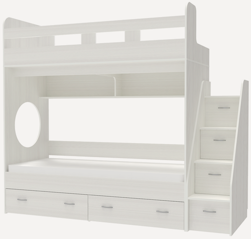 Изображение товара Двухъярусная кровать Юниор 1 80x190 Белое Дерево Белое Дерево