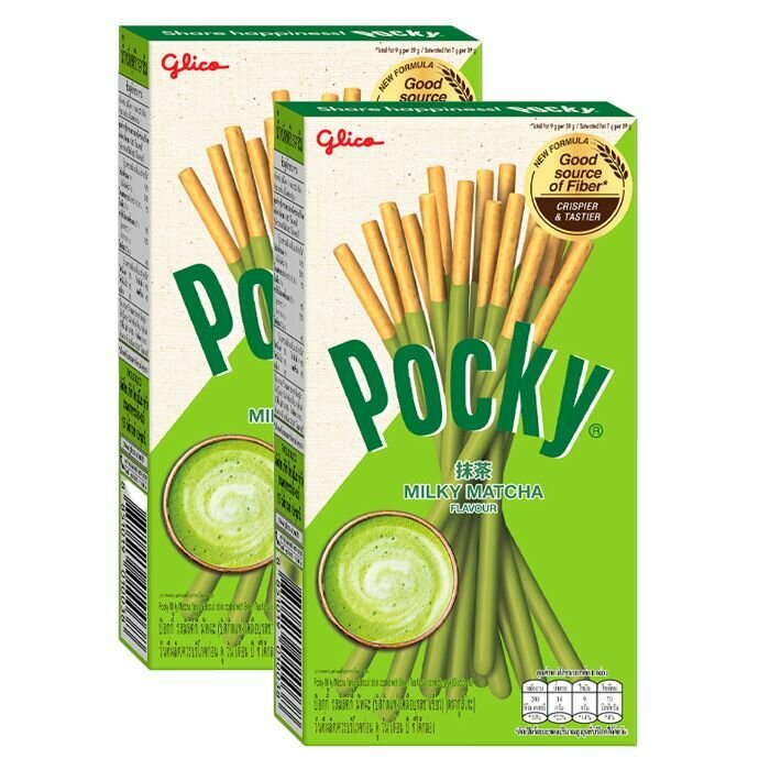 Печенье палочки Glico Pocky Milky Matcha со вкусом молочного зелёного чая (Индонезия), 39 г (2 шт) - фотография № 1