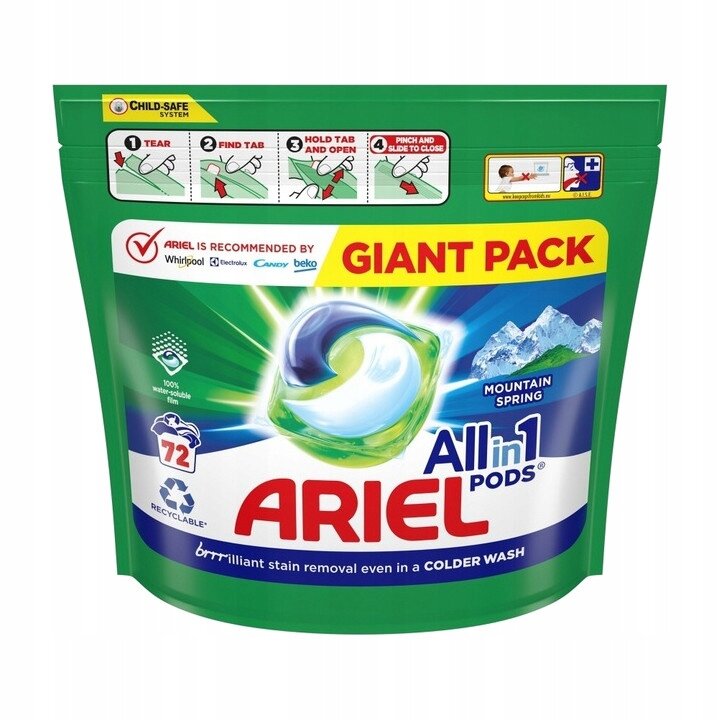 Капсулы для стирки Ariel Pods All in One Mountain Sping 72 шт