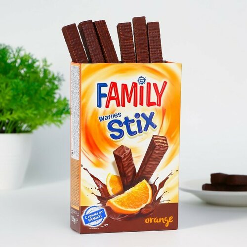 Вафельные палочки FAMILY STIX с апельсином в шоколаде, 155 г 10029597
