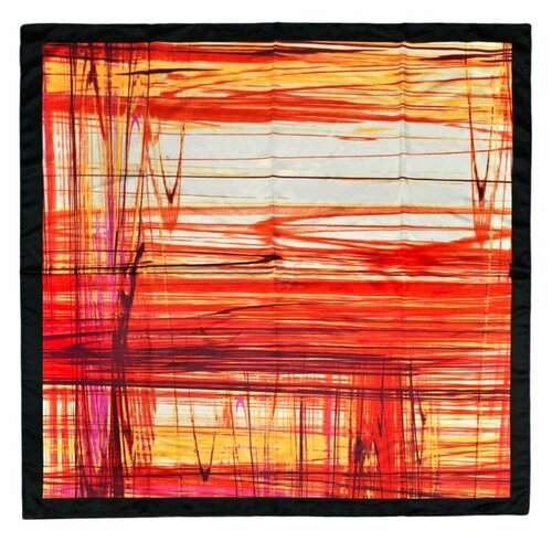 фото Платок roby foulards,90х90 см, черный, оранжевый