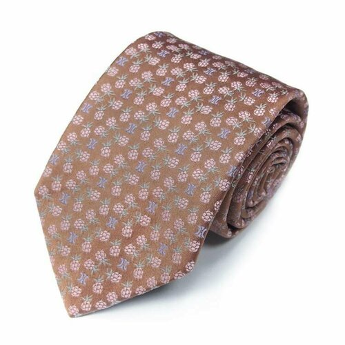 Галстук CELINE, коричневый телесного цвета шелковый галстук с изображением цветов и логотипов celine 820454