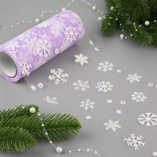 Фатин со снежинками 15 см 11 1 гкв м 91 05 м цвет сиреневый 25 515₽