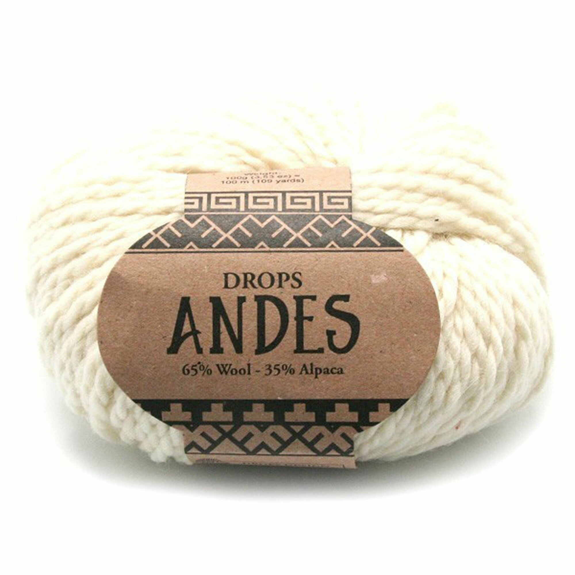 Drops Design ANDES UNI COLOUR 65% Шерсть, 35% Альпака / 100 гр. - 90 м. цвет 0100