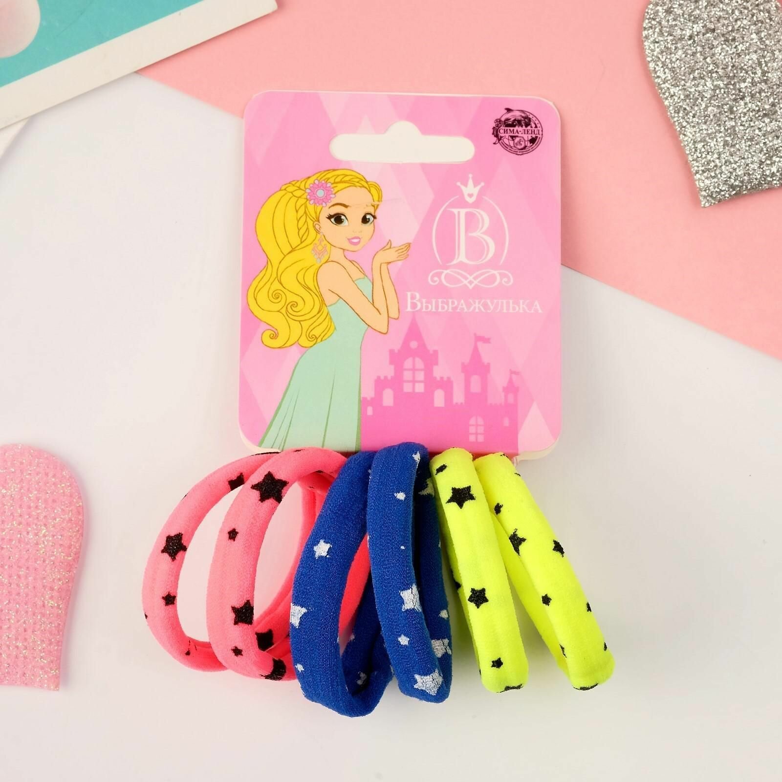 Резинка для волос Спорт (набор 6 шт) звезда, микс