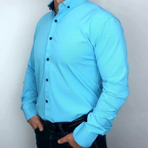 фото Рубашка bossado, размер l, бирюзовый