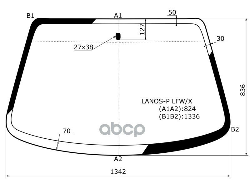 Стекло Лобовое Chevrolet Lanos 05-09 / Daewoo Lanos 97-08 / Заз Шанс 05-14 XYG арт. LANOS-P LFW/X