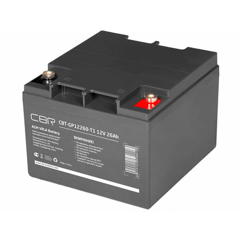 Аккумулятор для ИБП CBR VRLA CBT-GP12260-T1 12В 26Ah клеммы T1 болт M5 с гайкой CBT-GP12260-T1