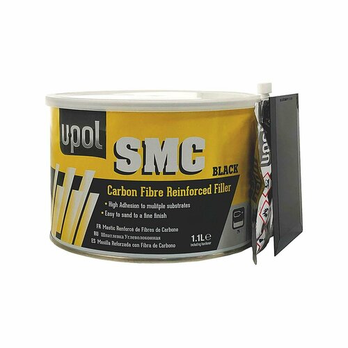 U-POL SMCB/2 SMC Black Carbon Fibre Reinforced Filler Шпатлевка с углеволокном армирующая черная 1,1 л.