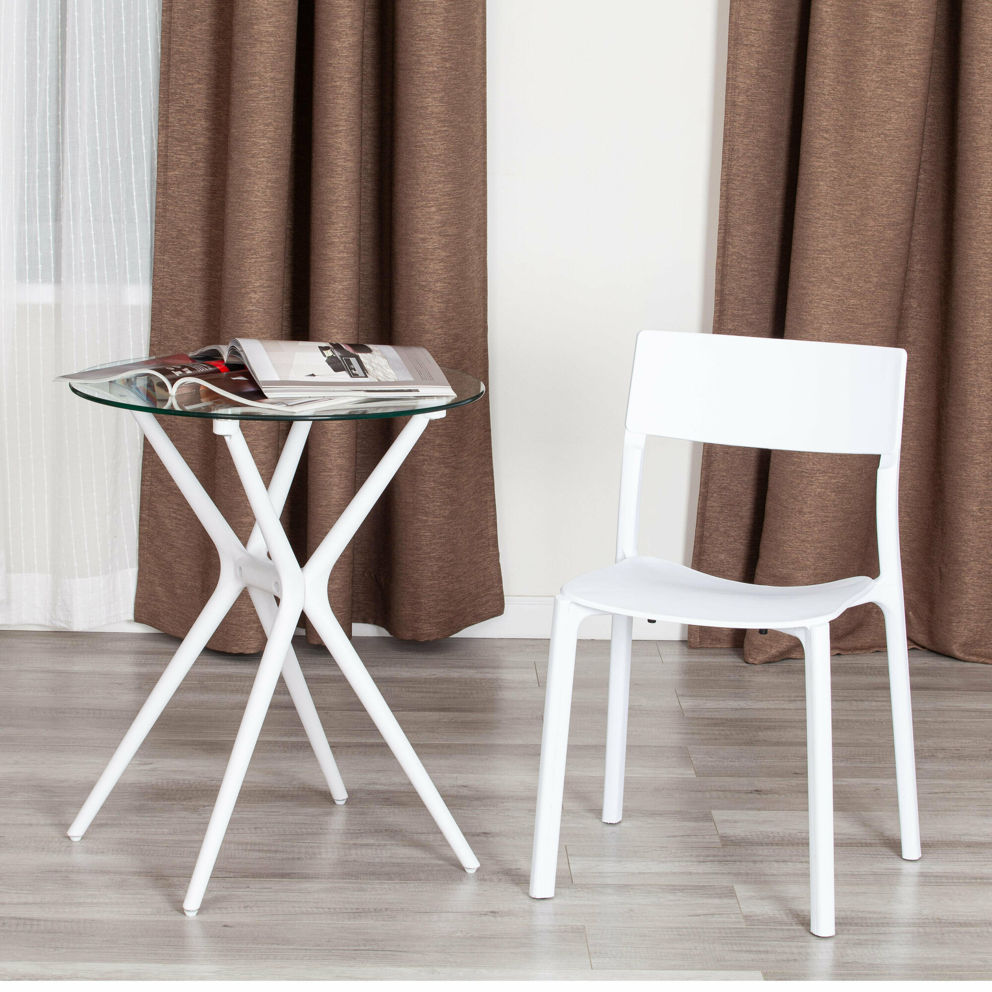 Стул TetChair LENTO (mod. 43) IKEA, 1 шт, для кухни пластиковый на балкон уличный, белый