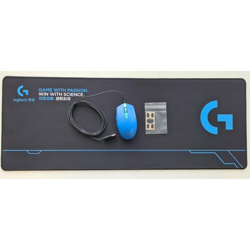 Комплект: Мышь Logitech G102 (синяя) + Коврик + Противоскользящие коньки.