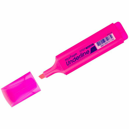 Маркер флюорисцентный MunHwa UnderLine скошенный розовый 1-5мм арт. ULF-10. Количество в наборе 6 шт.