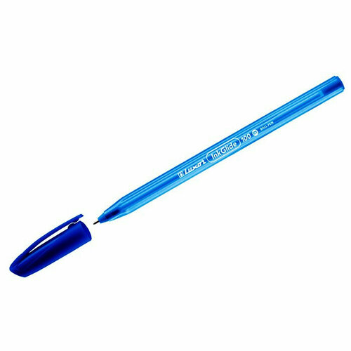 Ручка шариковая не прозрачный корпус (Luxor) InkGlide 100 Icy синяя, масляная, игольчатый стержень, трехгранный корпус, 0,7мм арт.16702. Количество в наборе 24 шт.