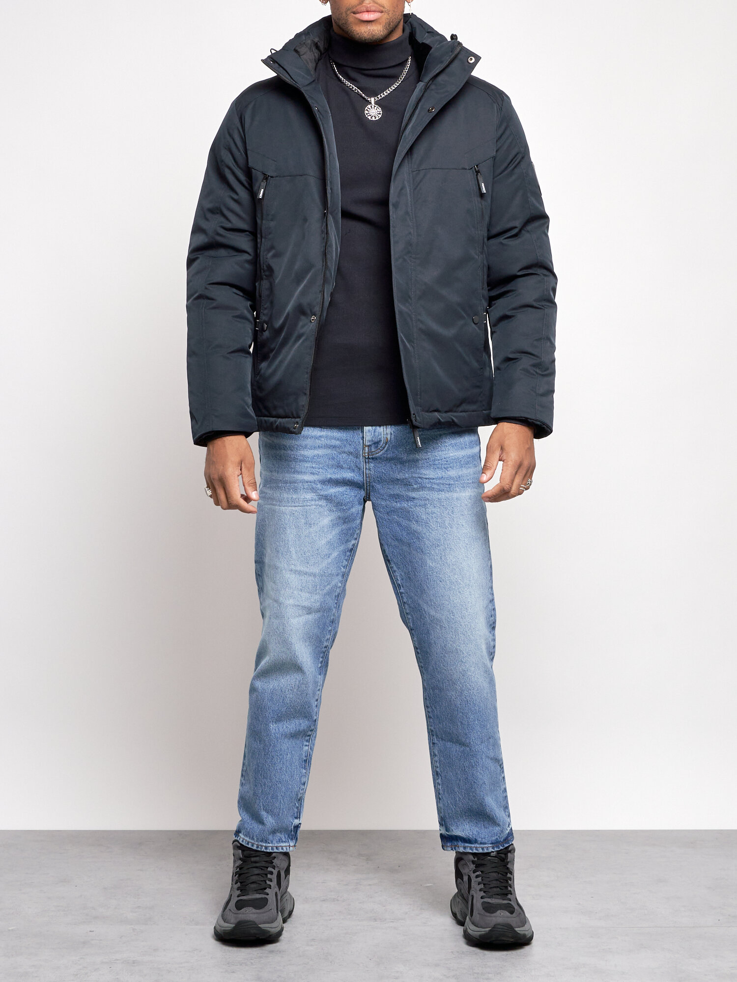 Куртка мужская зимняя с капюшоном спортивная великан AD8332Ch 58
