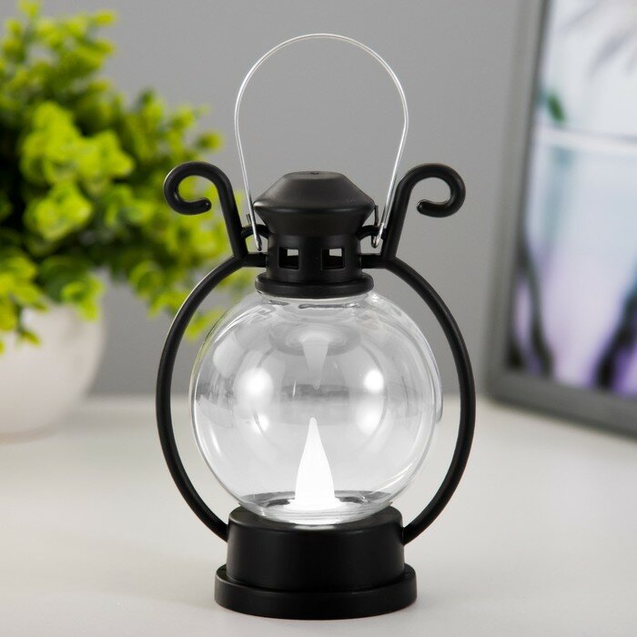 фото RISALUX Ночник "Свечка в фонаре" 3хLR1130 черный 8х8х12 см