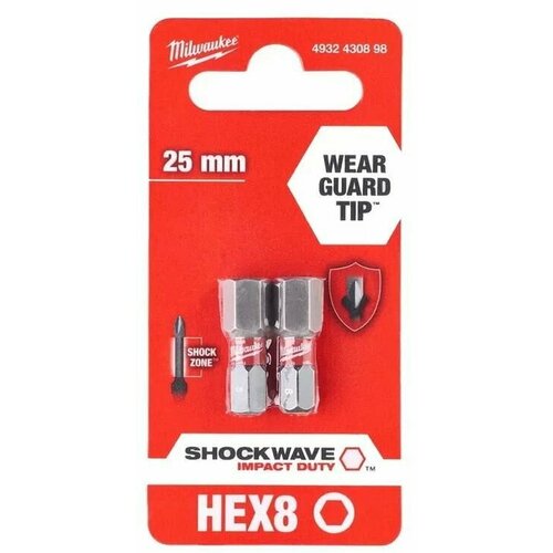 Бита Milwaukee ShockWave 2 шт Hex8 25 мм 440₽