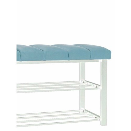 Обувница в прихожую с сиденьем узкая металлическая 6 пар