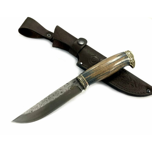 Нож Ястреб, кованая 9XC, рукоять из ценных пород древесины и мельхиора