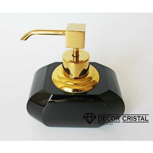 Дозатор диспенсер для жидкого мыла DECOR CRISTAL настольный цвет, хрусталь антрацит/золото