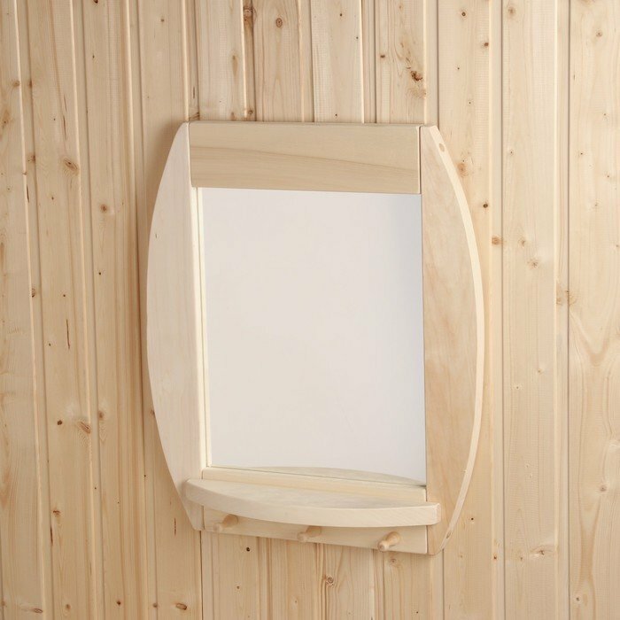фото Зеркало с полкой из липы "Бочка", 63х46х16 см