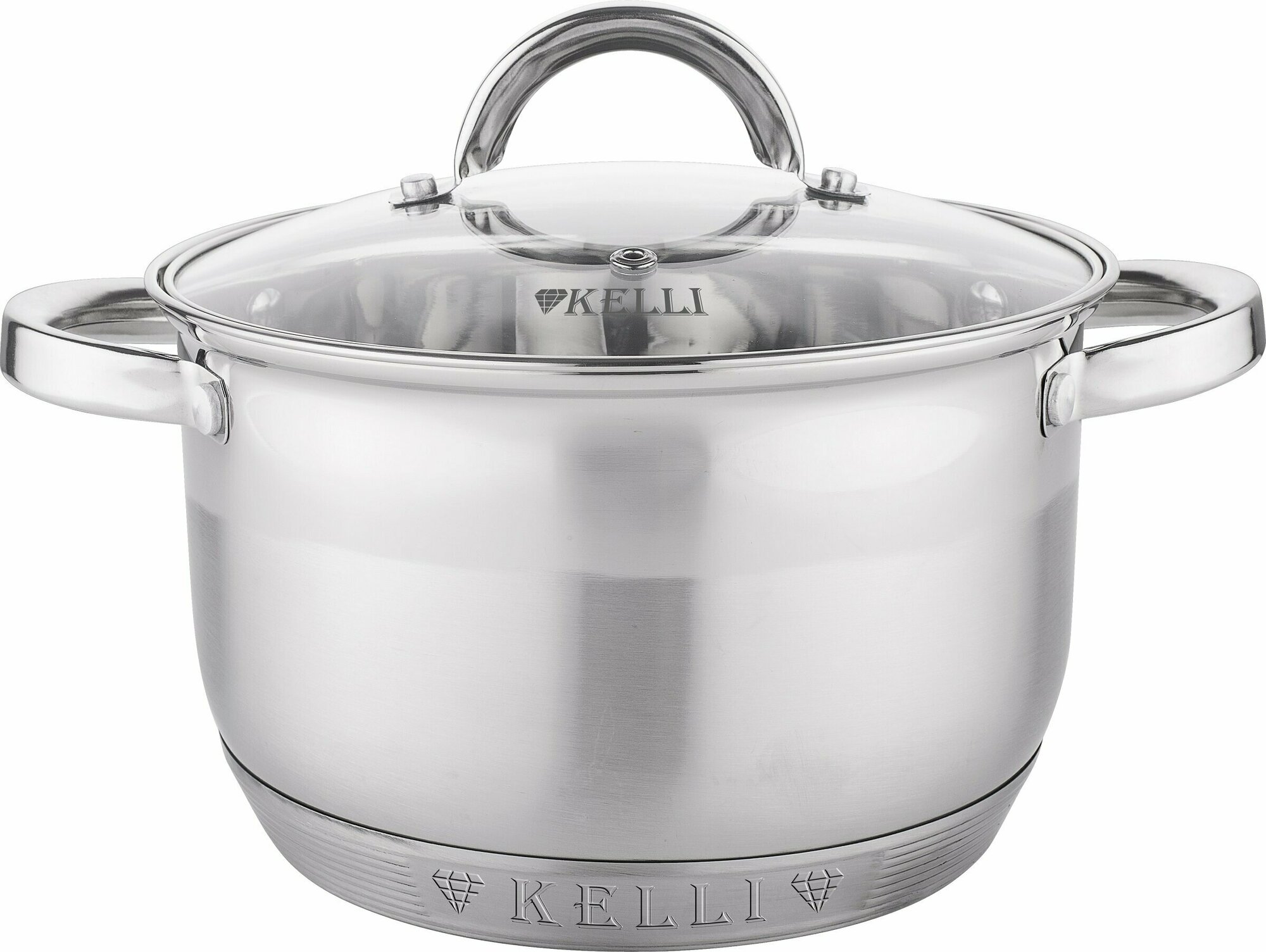 фото Кастрюля Kelli 4712-20 объем: 3.9л нержавеющая сталь индук, дно 5-ти слойное капсульное дно