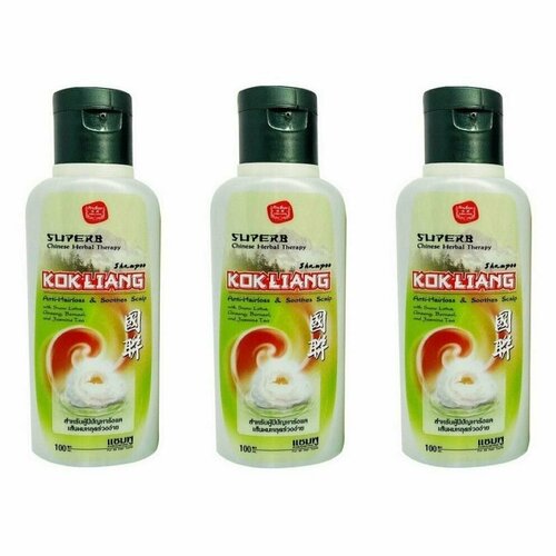 Шампунь для волос Kokliang, Chinese Herbal Therapy Anti-Hairloss & Soothes Scalp Shampoo, против перхоти, натуральный, 100 мл, 3 уп