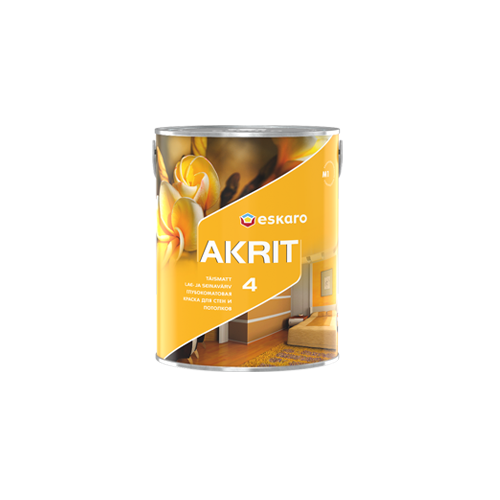 Краска 2.85л Eskaro Akrit 4 Глубокоматовая для Стен и Потолков.