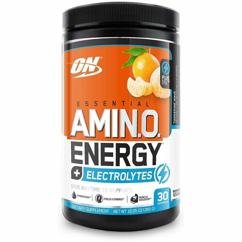 optimum nutrition essential amino energy electrolytes tangerine wave 10 05 oz 285 g Аминокислоты OPTIMUM NUTRITION Essential Amino Energy + Electrolytes 285 г, Мандариновая волна