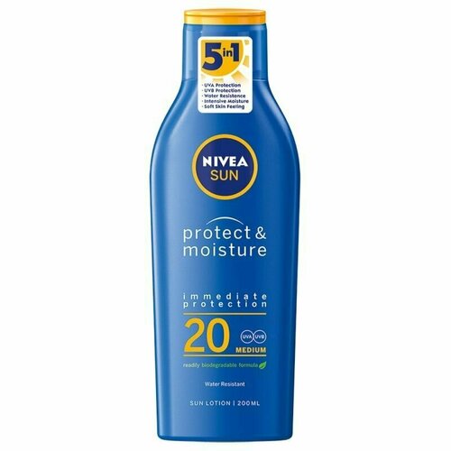 Солнцезащитный лосьон NIVEA Sun Protect & Moisture SPF20 200 мл (из Финляндии)