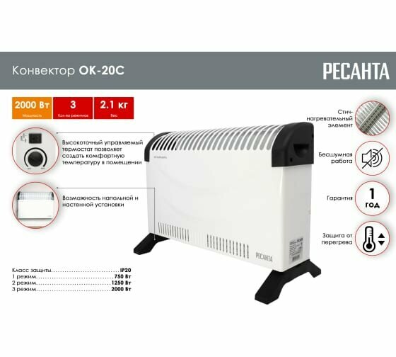 Конвектор ОК-20С (стич) Ресанта