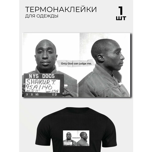 Термонаклейка на одежду 2pac Shakur Тупак Шакур mugshot магшот 1 шт