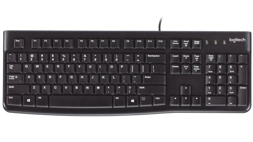 Клавиатура проводная Logitech K120 мембранная USB черный (920-002583) Английская раскладка!