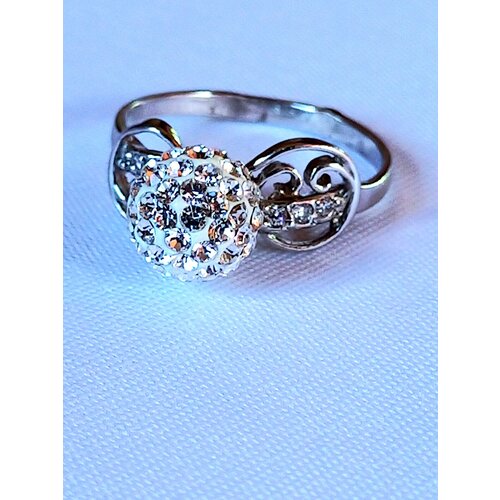 Кольцо, кристаллы Swarovski, размер 16, бесцветный, серый