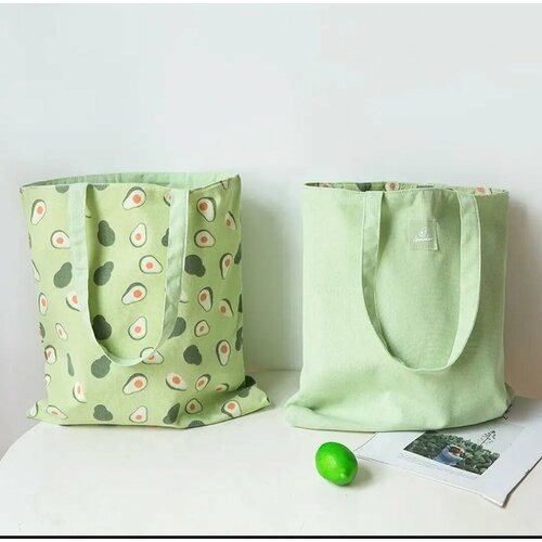 фото Сумка шоппер bag_2color_avocado, текстиль, зеленый без бренда