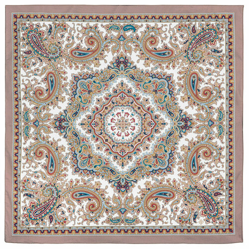 Платок Павловопосадская платочная мануфактура,80х80 см, белый, фиолетовый