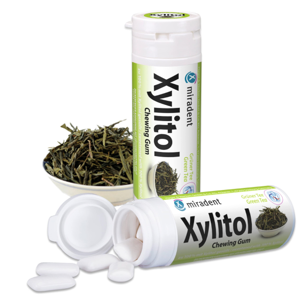 Жевательная резинка Miradent Xylitol Зеленый чай, 30 шт