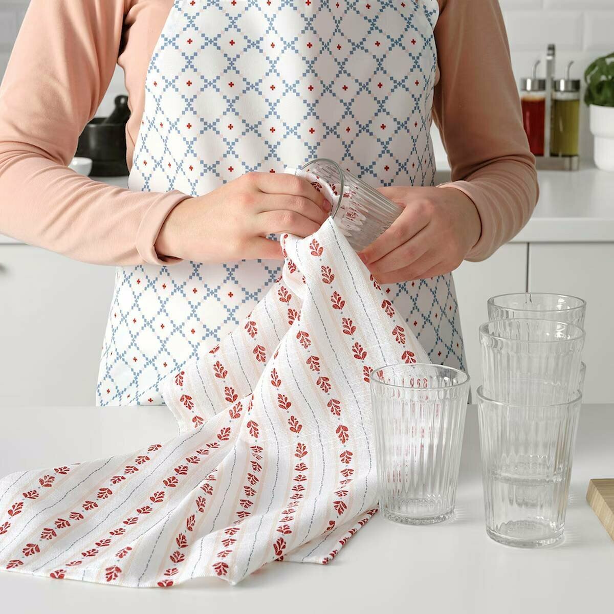 Кухонные полотенца IKEA INAMARIA (инамария), с рисунком, из хлопка, 45x60см, 4 шт в наборе — фото 1